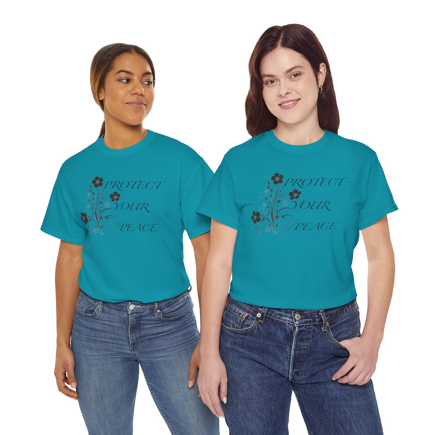 Unisex Floral Tee - "Protect Your Peace" - Unisex Floral Tee - Eco-Friendly Gift, Casual Outfit, Nature Lover Gift, Relaxed Fit