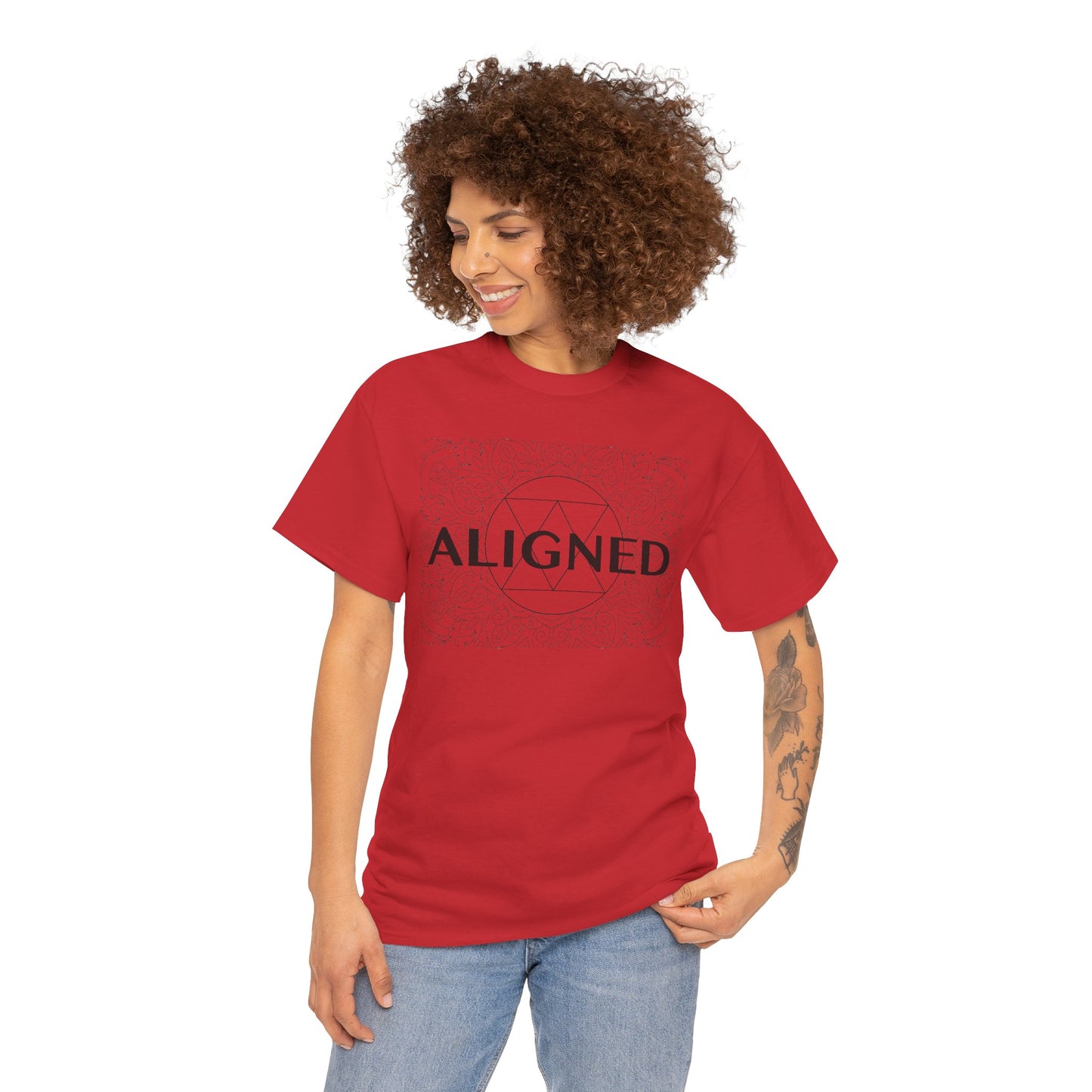 Aligned design Unisex Heavy Cotton Tee - Spiritual Graphic T-Shirt