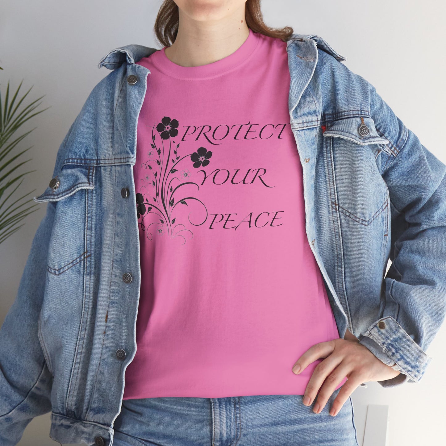 Unisex Floral Tee - "Protect Your Peace" - Unisex Floral Tee - Eco-Friendly Gift, Casual Outfit, Nature Lover Gift, Relaxed Fit
