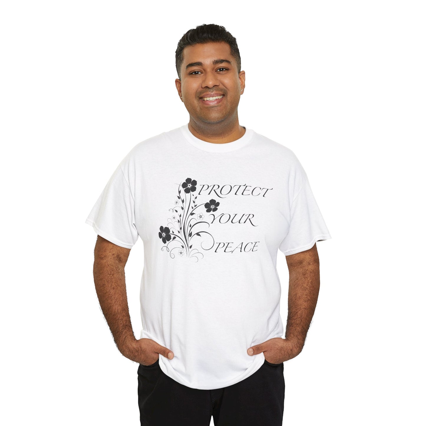 Unisex Floral Tee - "Protect Your Peace" - Unisex Floral Tee - Eco-Friendly Gift, Casual Outfit, Nature Lover Gift, Relaxed Fit