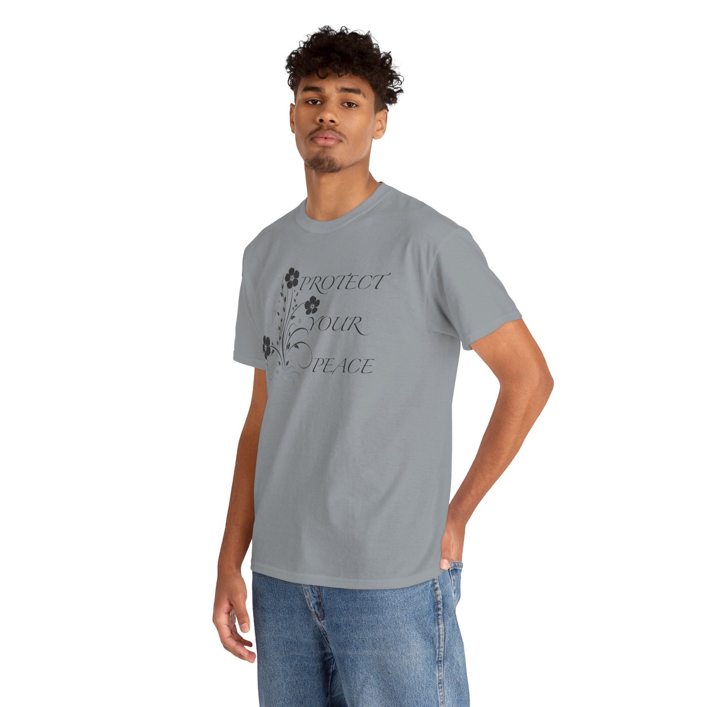 Unisex Floral Tee - "Protect Your Peace" - Unisex Floral Tee - Eco-Friendly Gift, Casual Outfit, Nature Lover Gift, Relaxed Fit