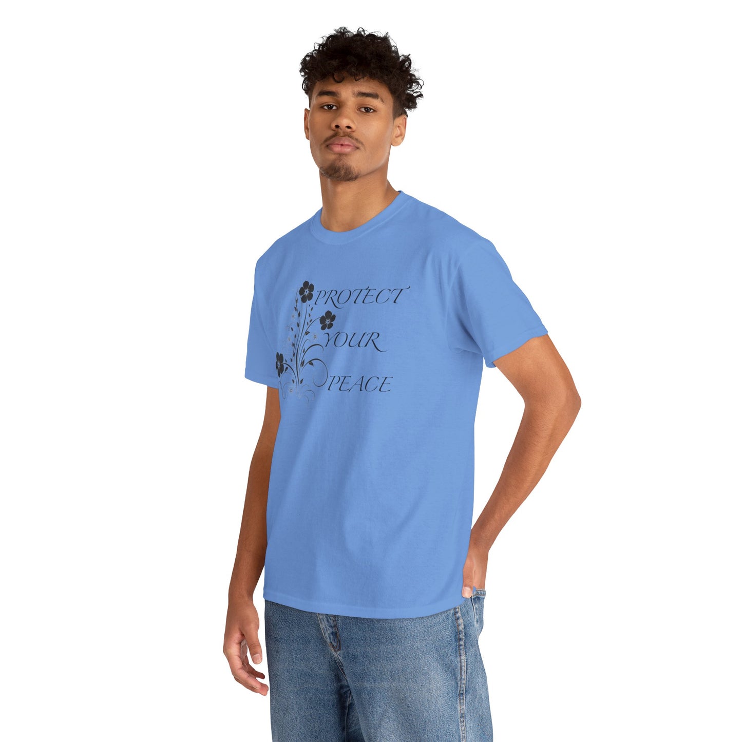 Unisex Floral Tee - "Protect Your Peace" - Unisex Floral Tee - Eco-Friendly Gift, Casual Outfit, Nature Lover Gift, Relaxed Fit