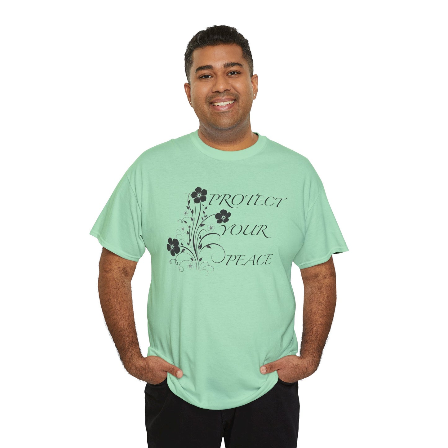 Unisex Floral Tee - "Protect Your Peace" - Unisex Floral Tee - Eco-Friendly Gift, Casual Outfit, Nature Lover Gift, Relaxed Fit