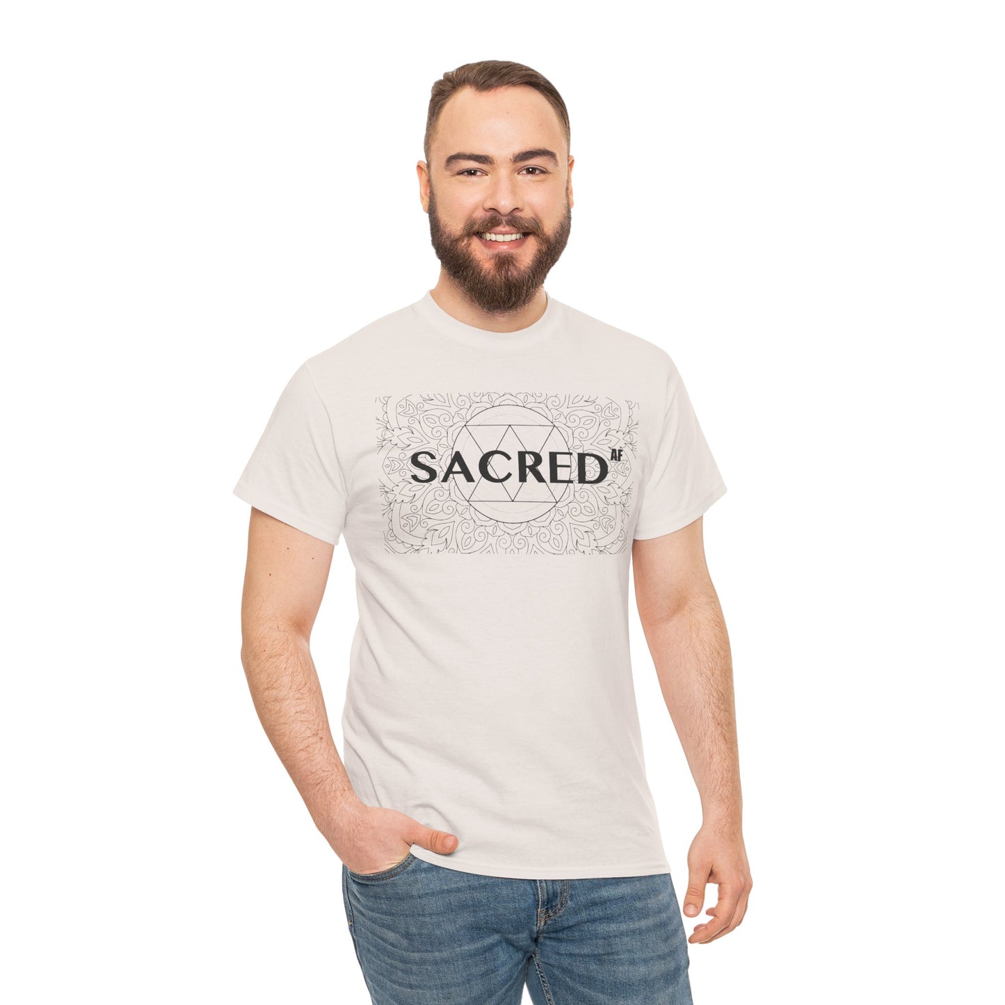 Sacred AF Unisex Heavy Cotton Tee - Spiritual Graphic T-Shirt
