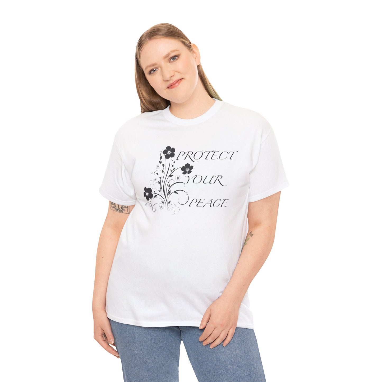 Unisex Floral Tee - "Protect Your Peace" - Unisex Floral Tee - Eco-Friendly Gift, Casual Outfit, Nature Lover Gift, Relaxed Fit