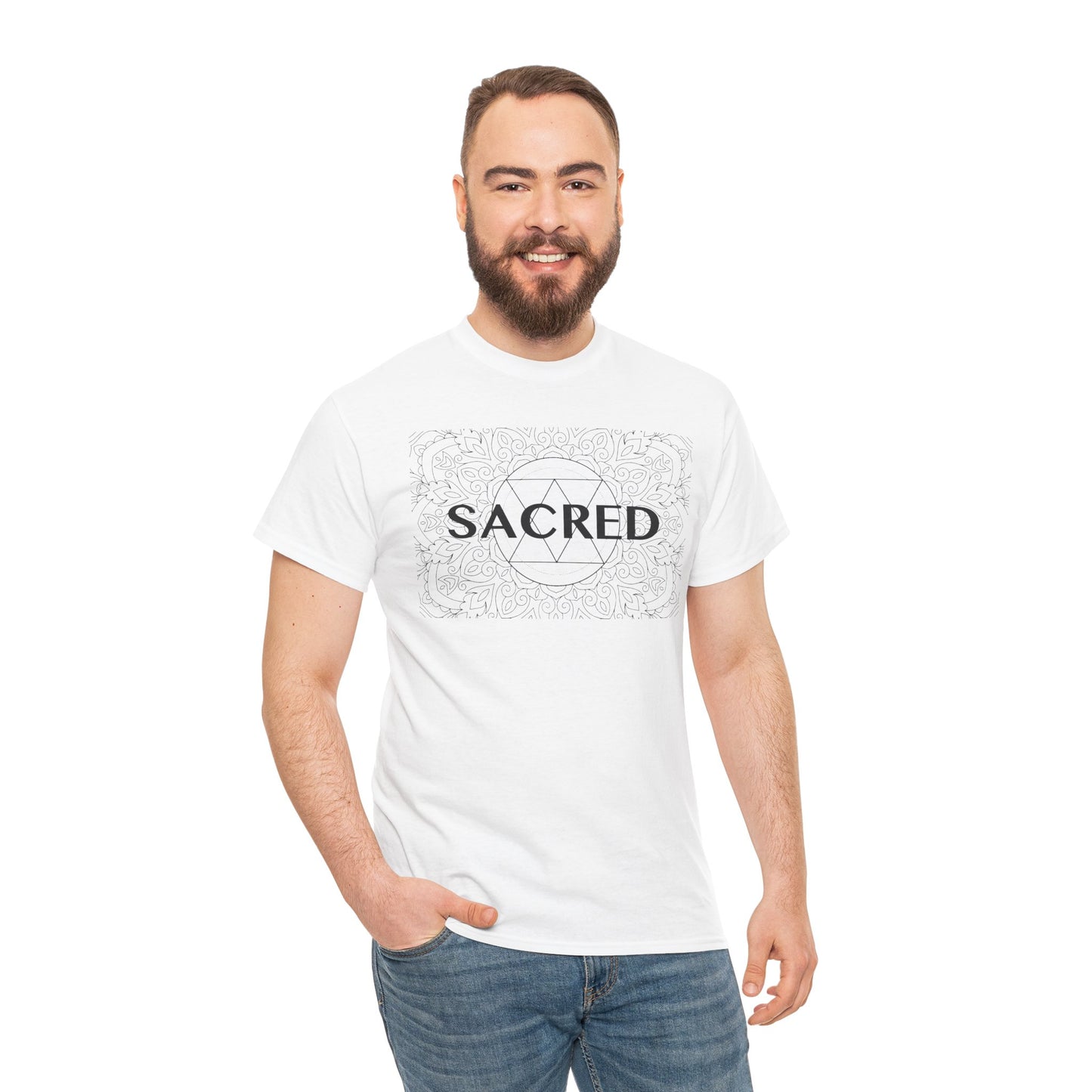 Sacred design Unisex Heavy Cotton Tee - Spiritual Graphic T-Shirt
