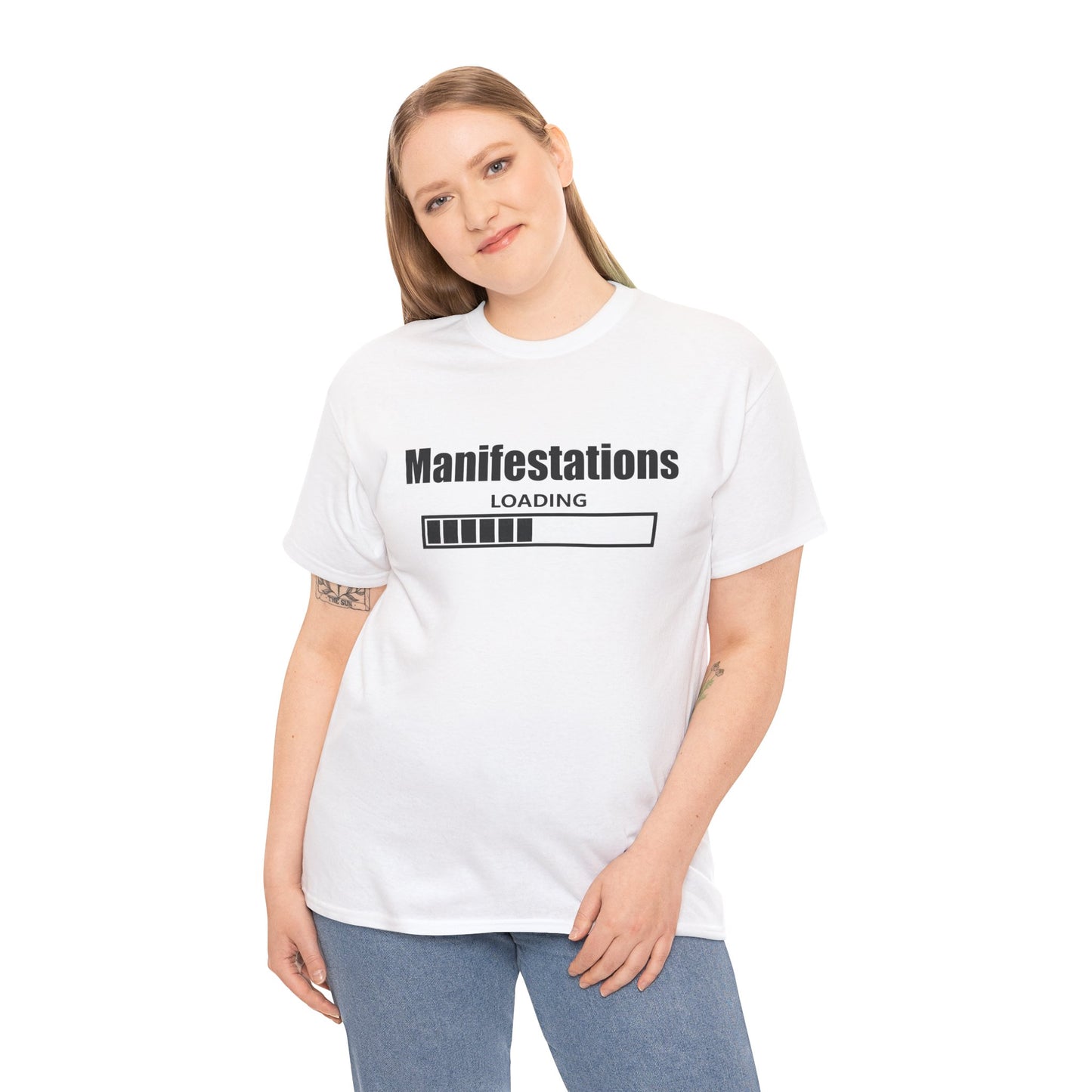 Manifestations Loading Unisex Heavy Cotton Tee - Positive Vibes T-Shirt for Self-Improvement