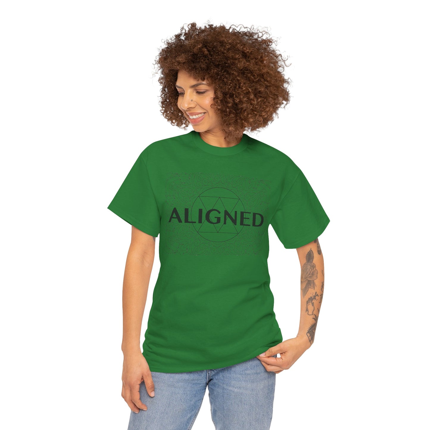 Aligned design Unisex Heavy Cotton Tee - Spiritual Graphic T-Shirt