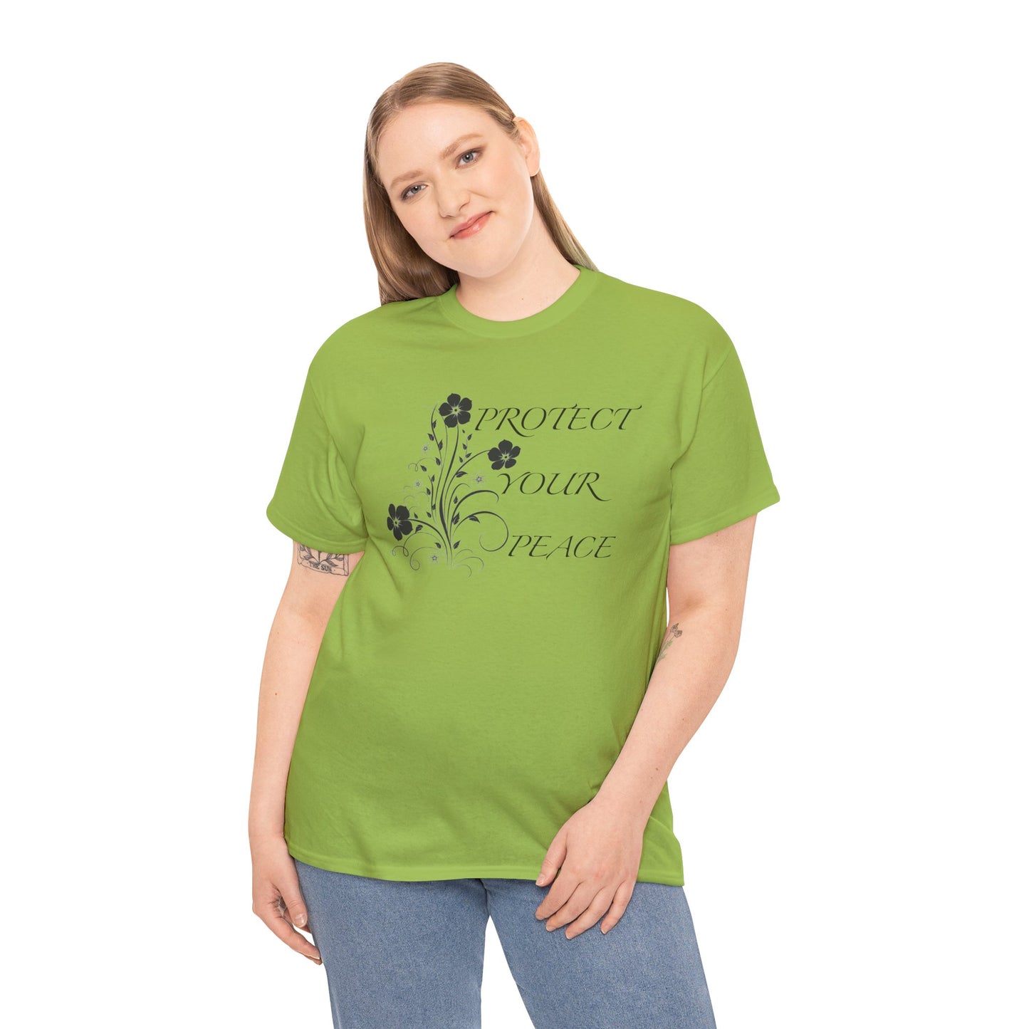 Unisex Floral Tee - "Protect Your Peace" - Unisex Floral Tee - Eco-Friendly Gift, Casual Outfit, Nature Lover Gift, Relaxed Fit