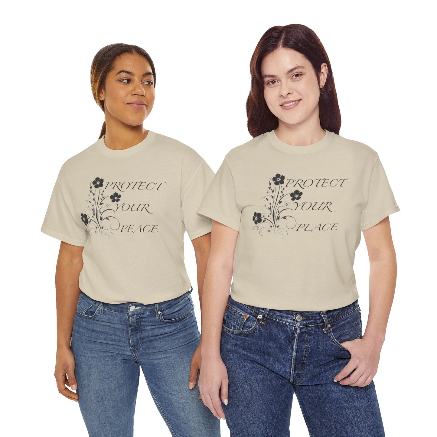 Unisex Floral Tee - "Protect Your Peace" - Unisex Floral Tee - Eco-Friendly Gift, Casual Outfit, Nature Lover Gift, Relaxed Fit