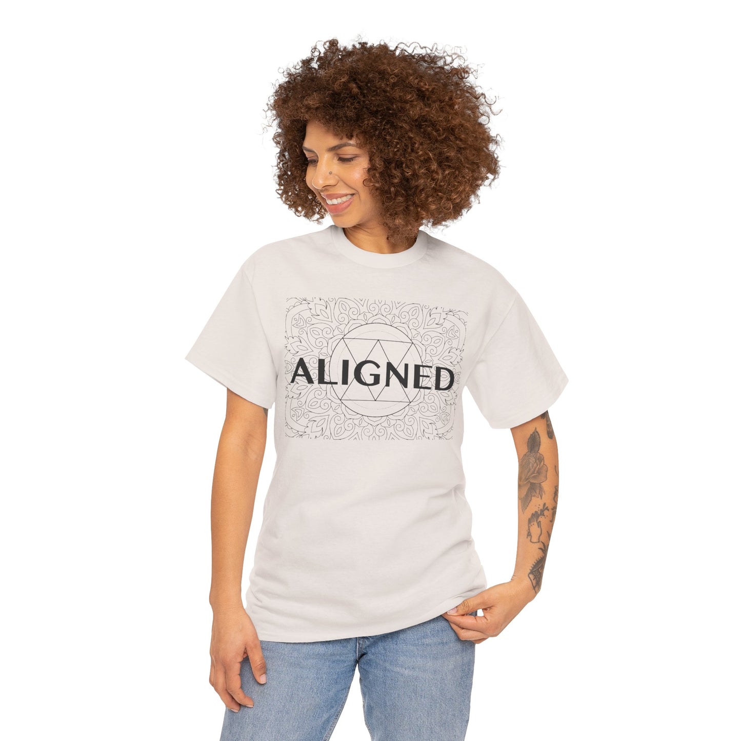 Aligned design Unisex Heavy Cotton Tee - Spiritual Graphic T-Shirt