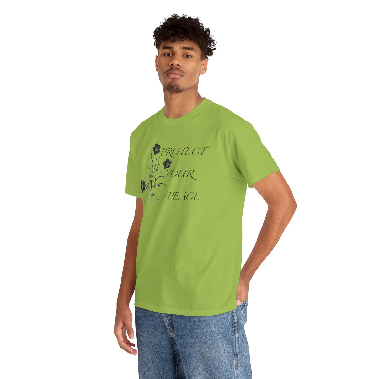 Unisex Floral Tee - "Protect Your Peace" - Unisex Floral Tee - Eco-Friendly Gift, Casual Outfit, Nature Lover Gift, Relaxed Fit
