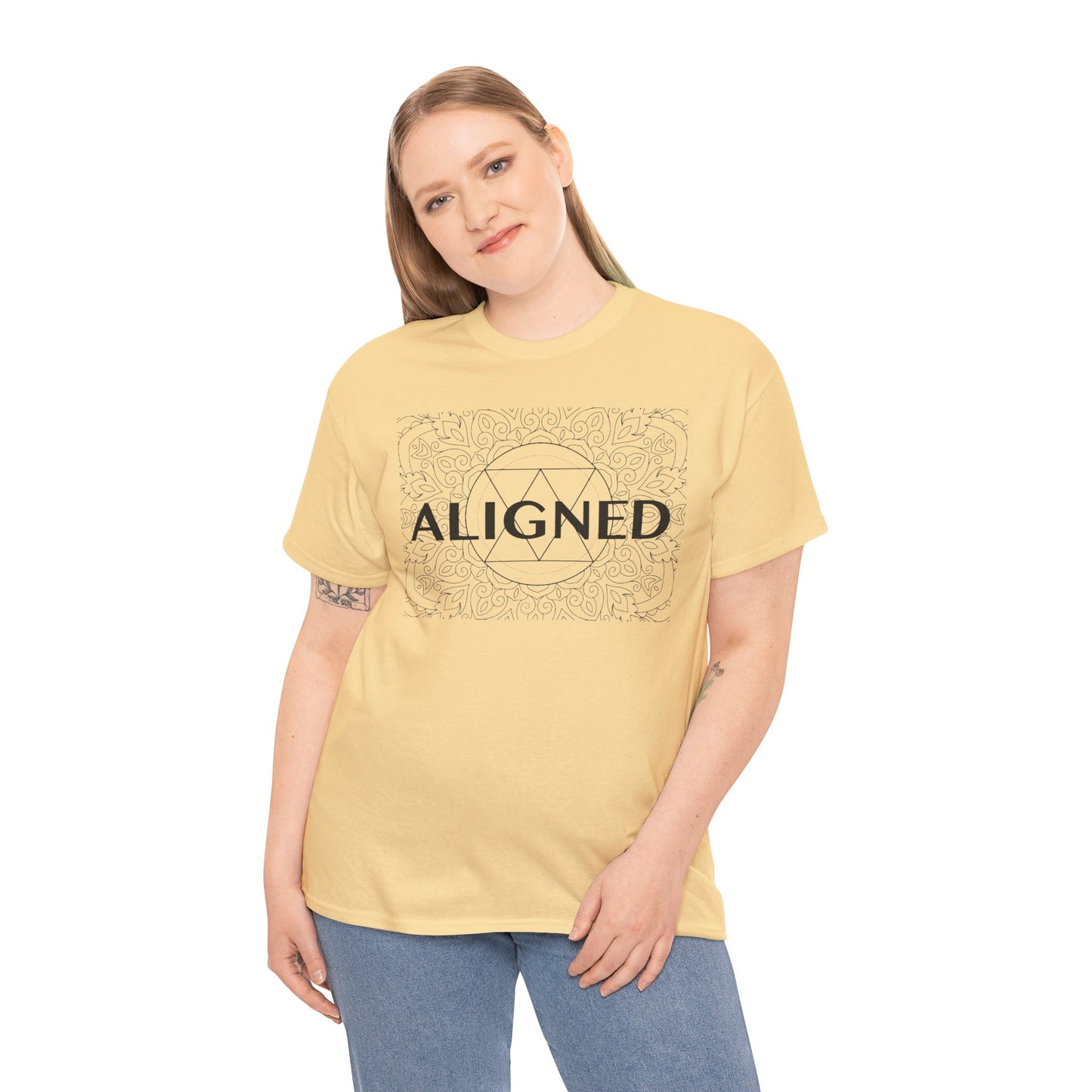 Aligned design Unisex Heavy Cotton Tee - Spiritual Graphic T-Shirt