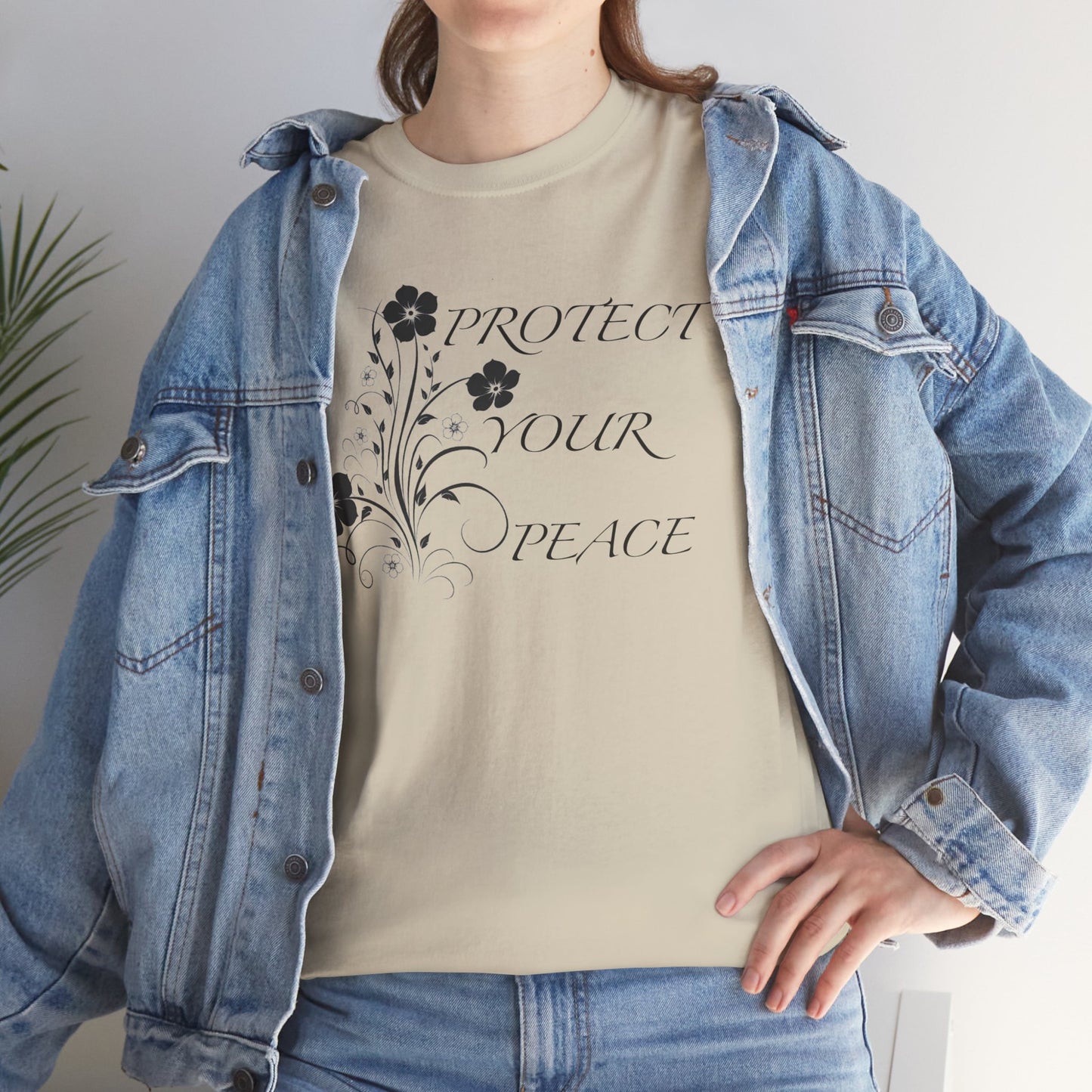 Unisex Floral Tee - "Protect Your Peace" - Unisex Floral Tee - Eco-Friendly Gift, Casual Outfit, Nature Lover Gift, Relaxed Fit