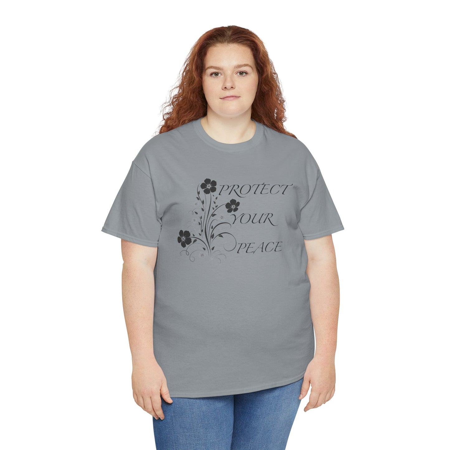 Unisex Floral Tee - "Protect Your Peace" - Unisex Floral Tee - Eco-Friendly Gift, Casual Outfit, Nature Lover Gift, Relaxed Fit