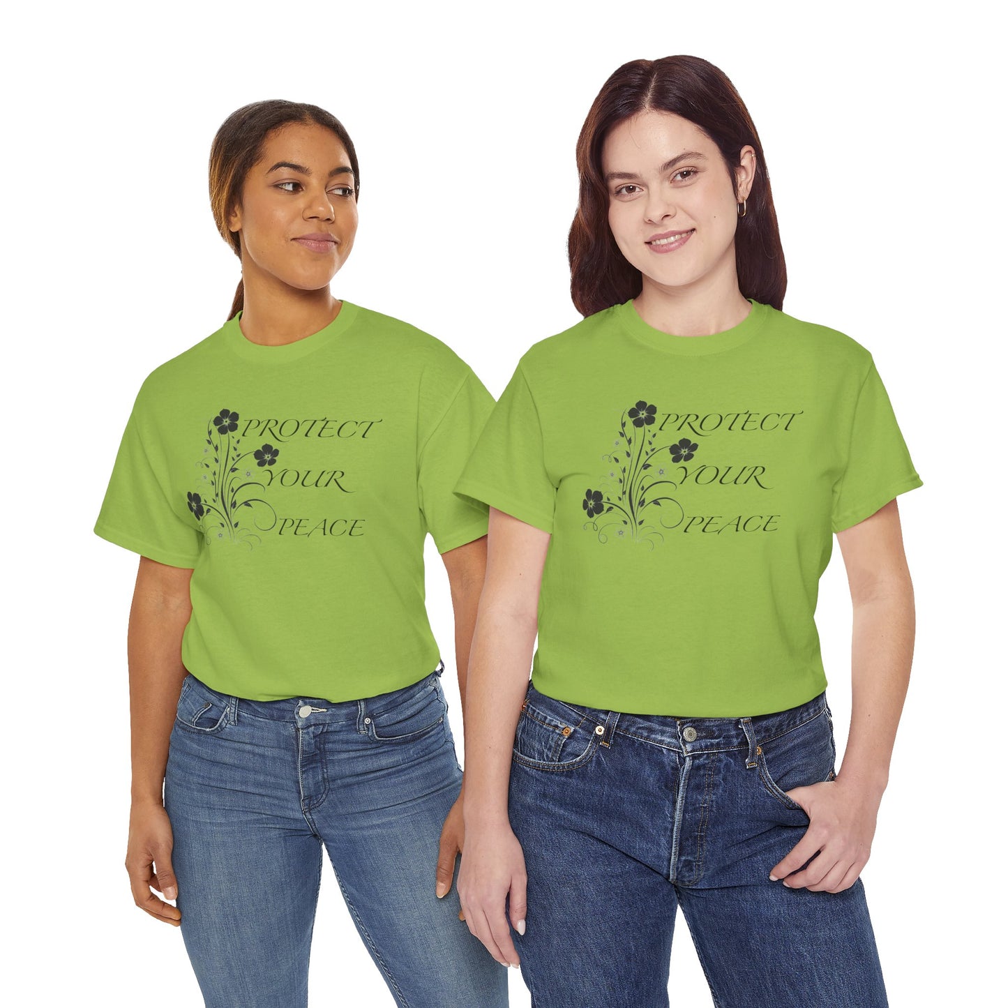 Unisex Floral Tee - "Protect Your Peace" - Unisex Floral Tee - Eco-Friendly Gift, Casual Outfit, Nature Lover Gift, Relaxed Fit