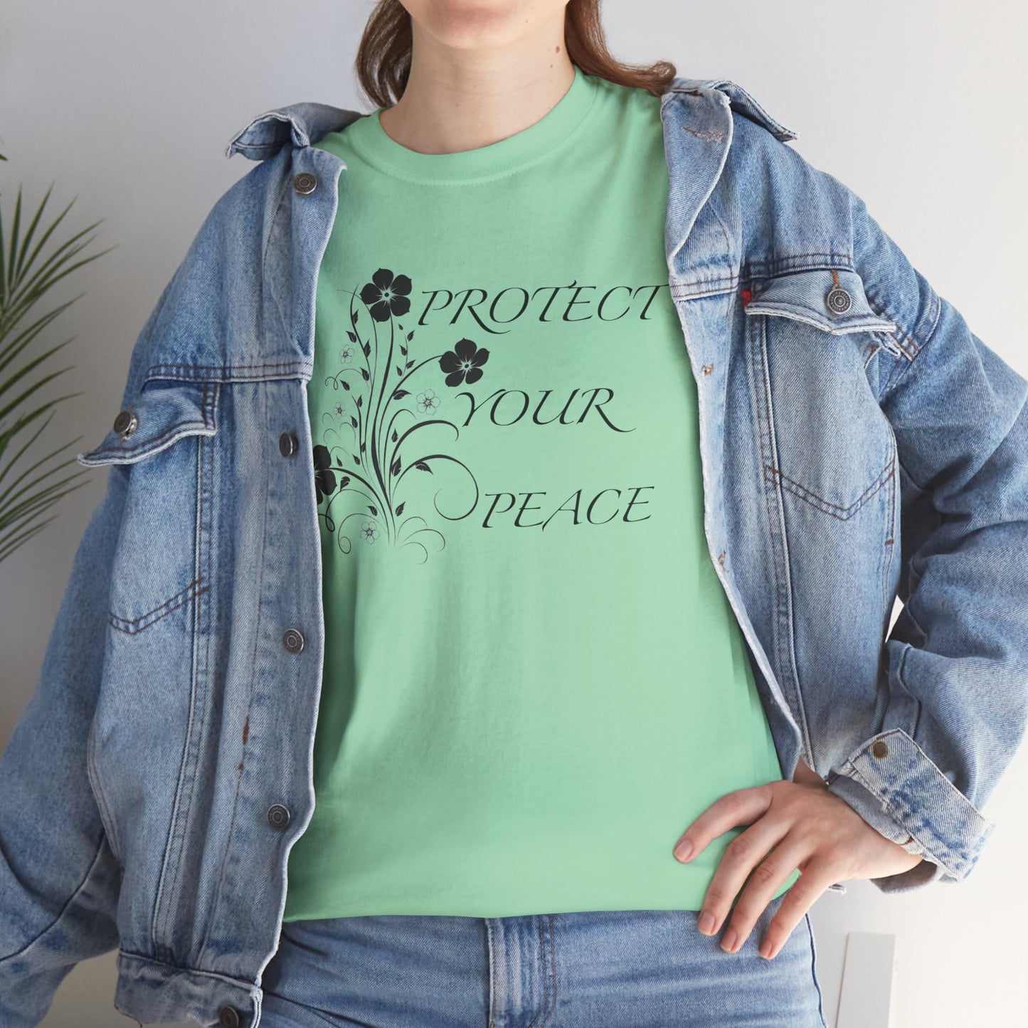 Unisex Floral Tee - "Protect Your Peace" - Unisex Floral Tee - Eco-Friendly Gift, Casual Outfit, Nature Lover Gift, Relaxed Fit