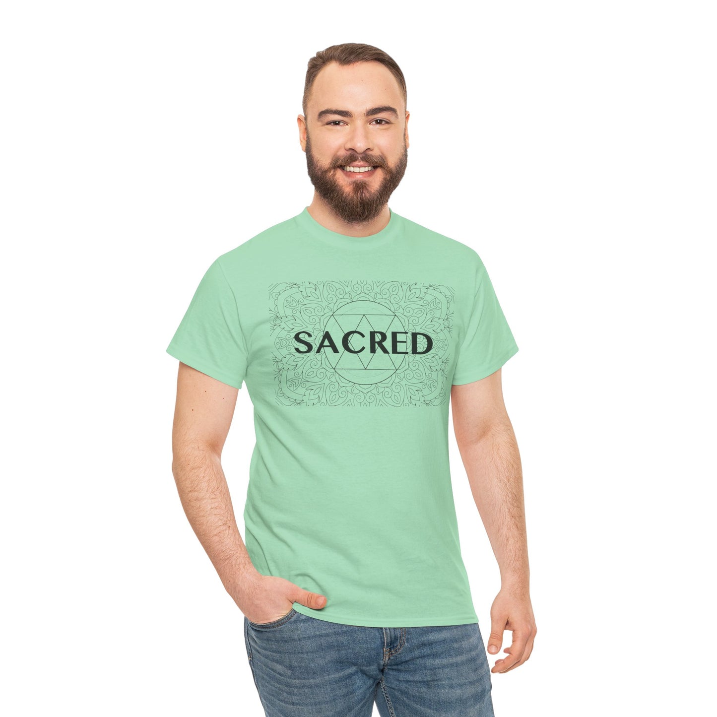 Sacred design Unisex Heavy Cotton Tee - Spiritual Graphic T-Shirt