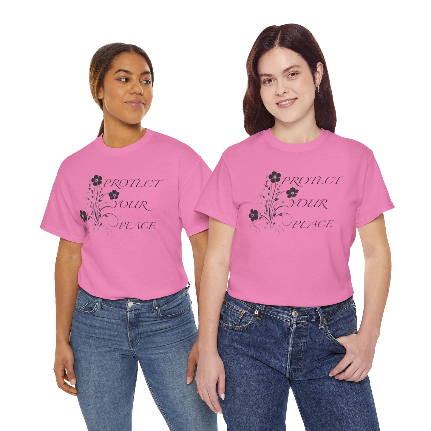 Unisex Floral Tee - "Protect Your Peace" - Unisex Floral Tee - Eco-Friendly Gift, Casual Outfit, Nature Lover Gift, Relaxed Fit
