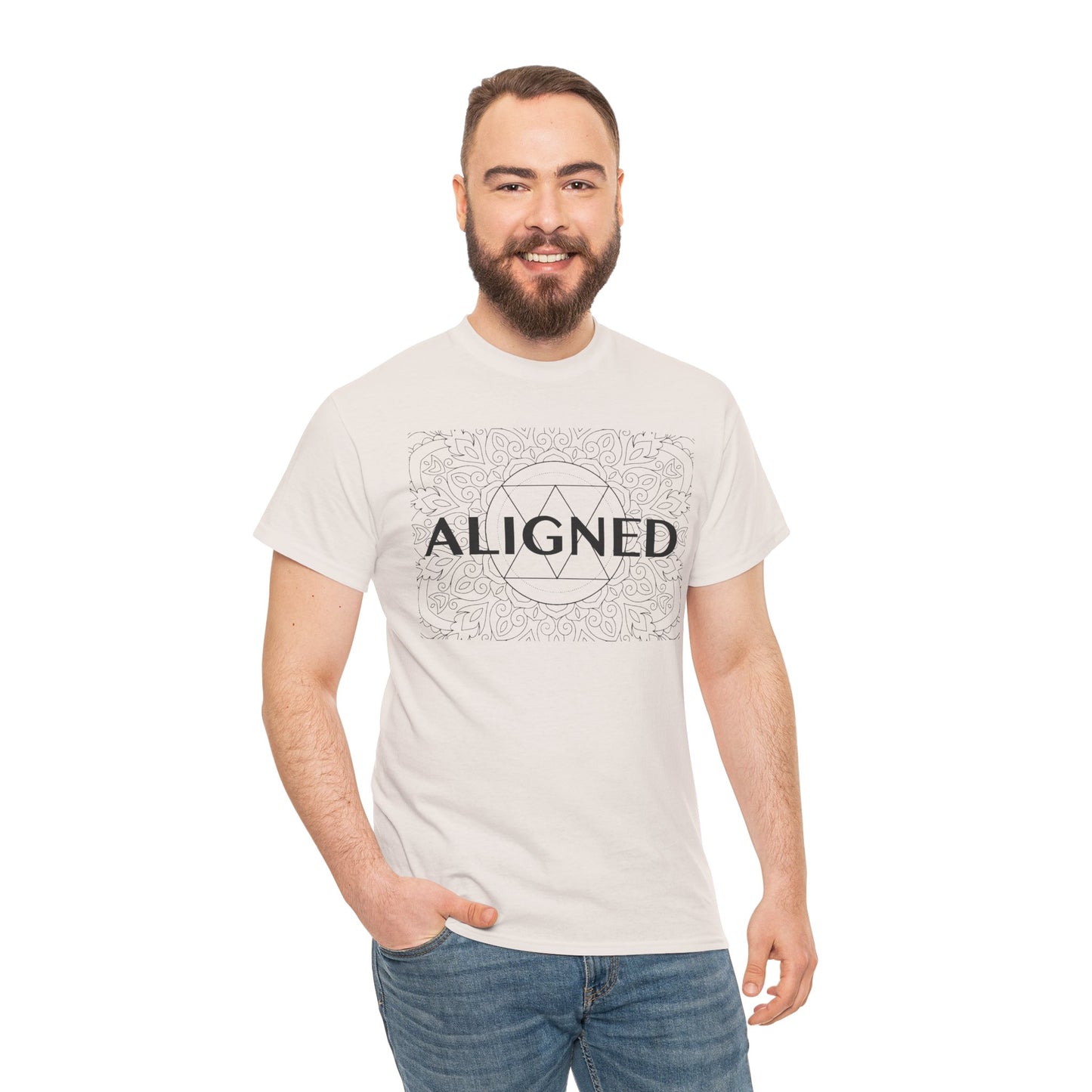 Aligned design Unisex Heavy Cotton Tee - Spiritual Graphic T-Shirt