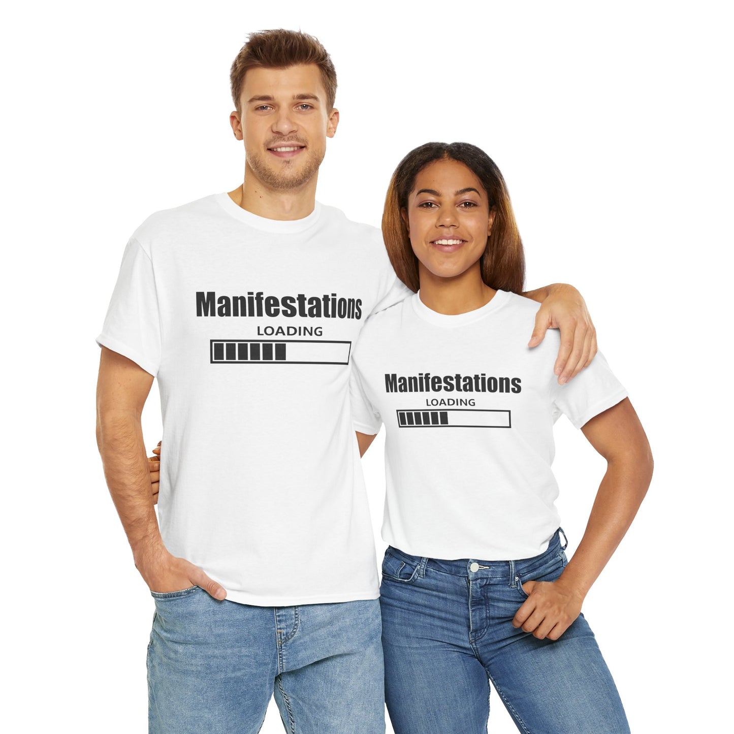Manifestations Loading Unisex Heavy Cotton Tee - Positive Vibes T-Shirt for Self-Improvement