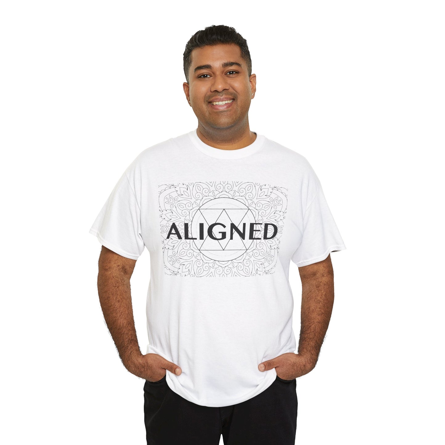 Aligned design Unisex Heavy Cotton Tee - Spiritual Graphic T-Shirt
