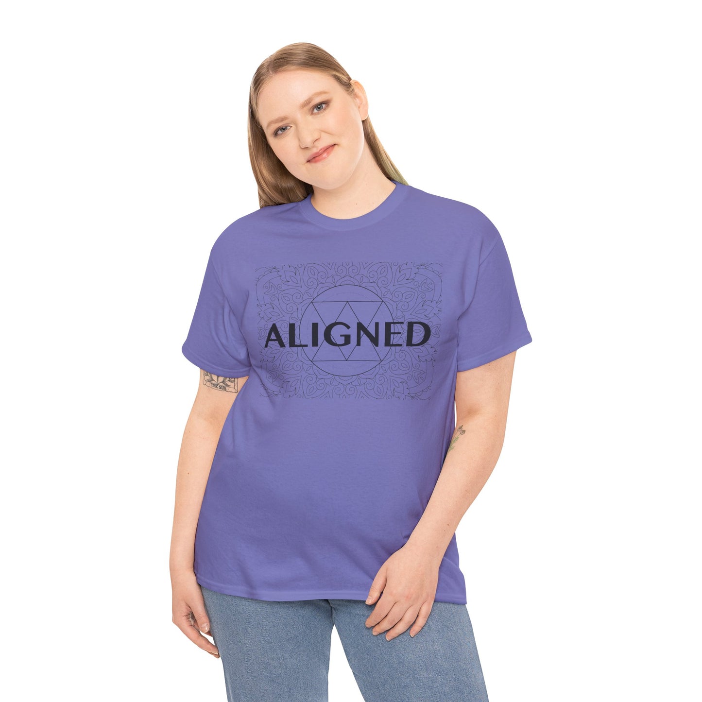 Aligned design Unisex Heavy Cotton Tee - Spiritual Graphic T-Shirt