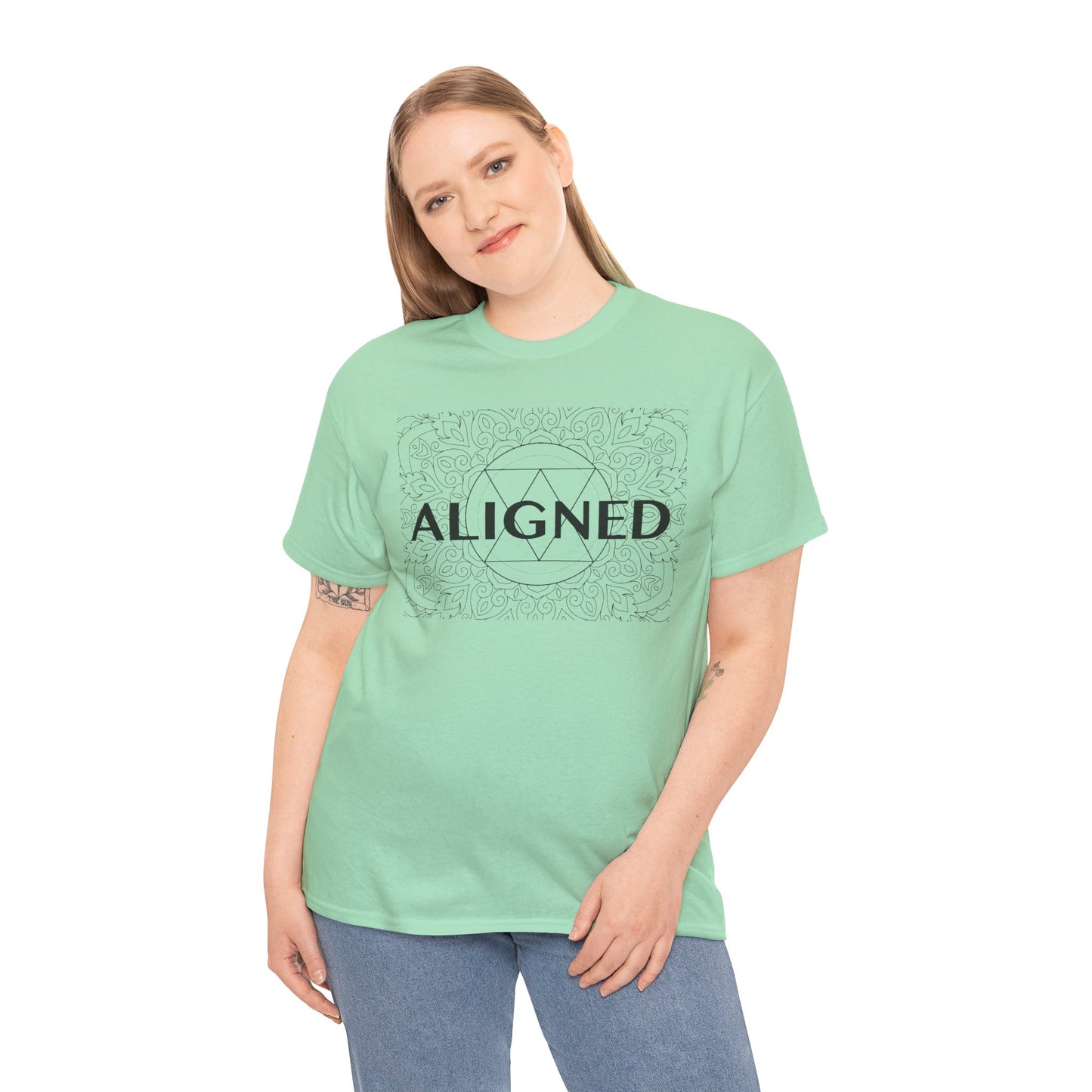 Aligned design Unisex Heavy Cotton Tee - Spiritual Graphic T-Shirt