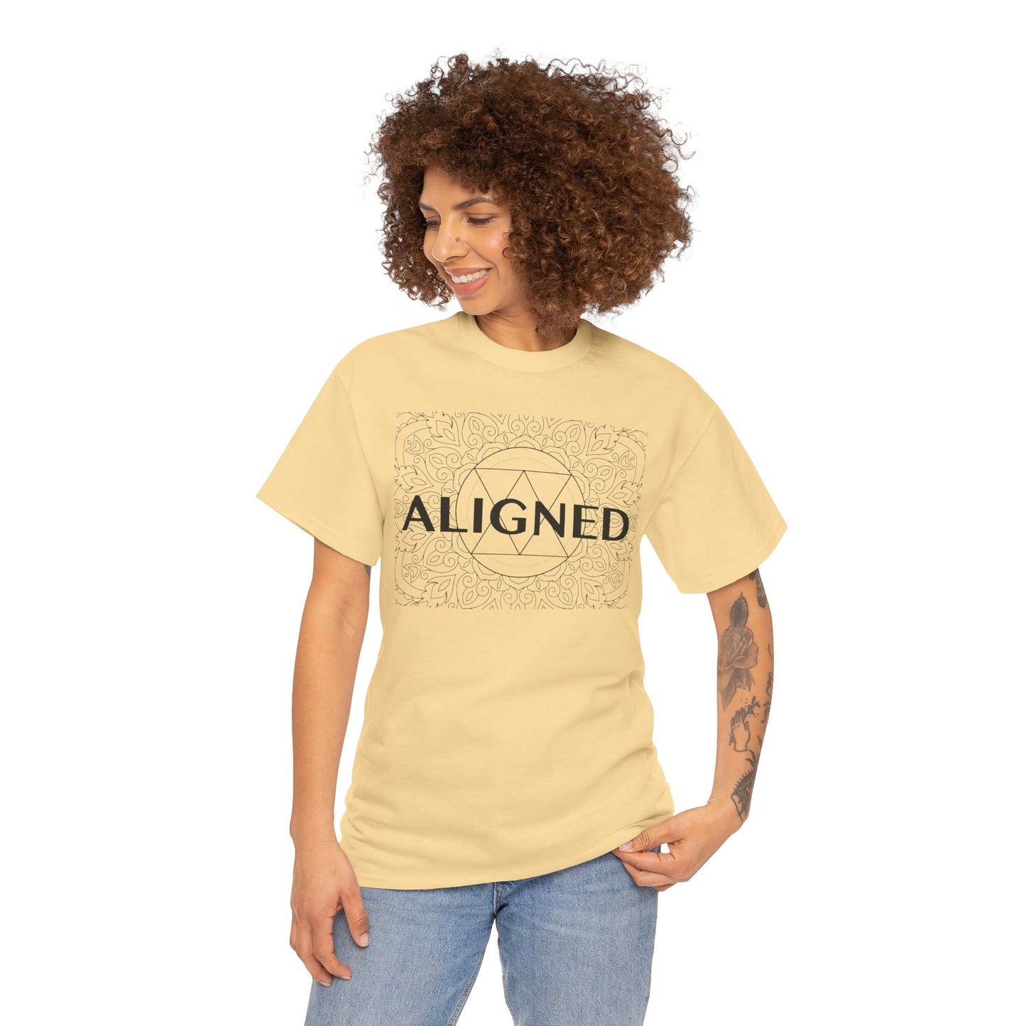 Aligned design Unisex Heavy Cotton Tee - Spiritual Graphic T-Shirt