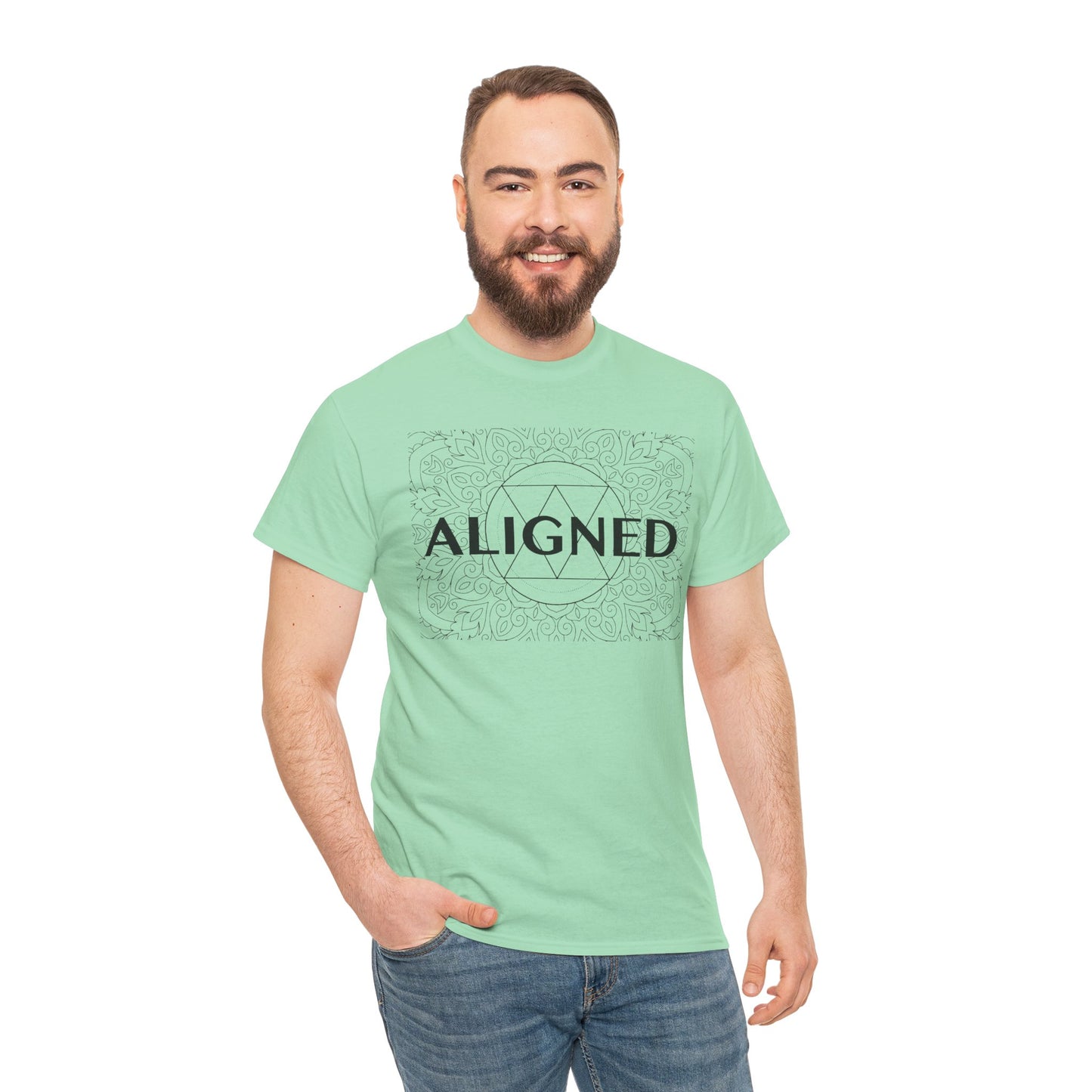 Aligned design Unisex Heavy Cotton Tee - Spiritual Graphic T-Shirt