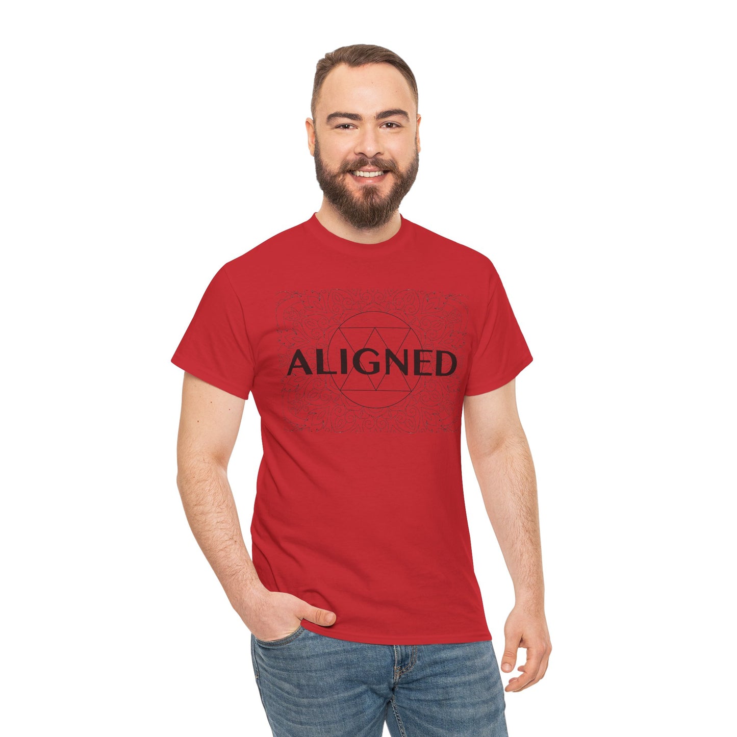 Aligned design Unisex Heavy Cotton Tee - Spiritual Graphic T-Shirt