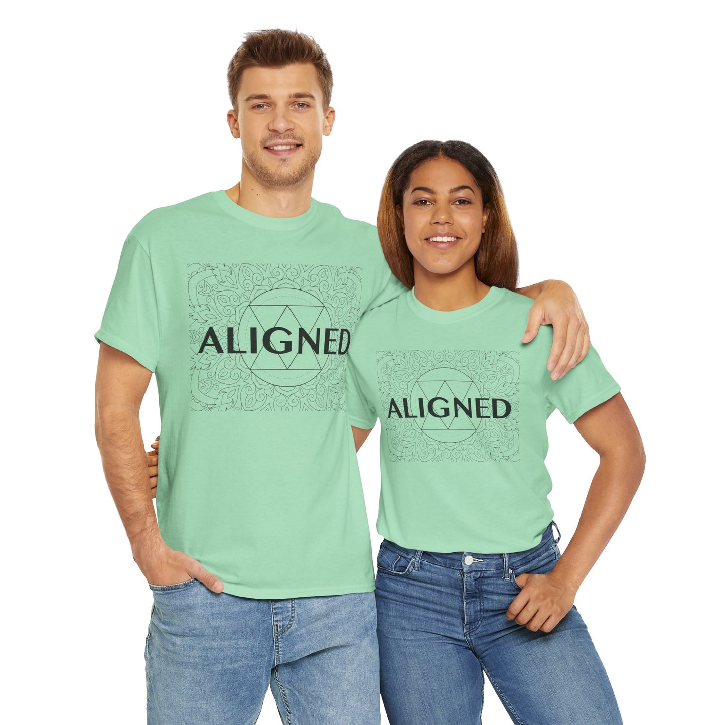 Aligned design Unisex Heavy Cotton Tee - Spiritual Graphic T-Shirt