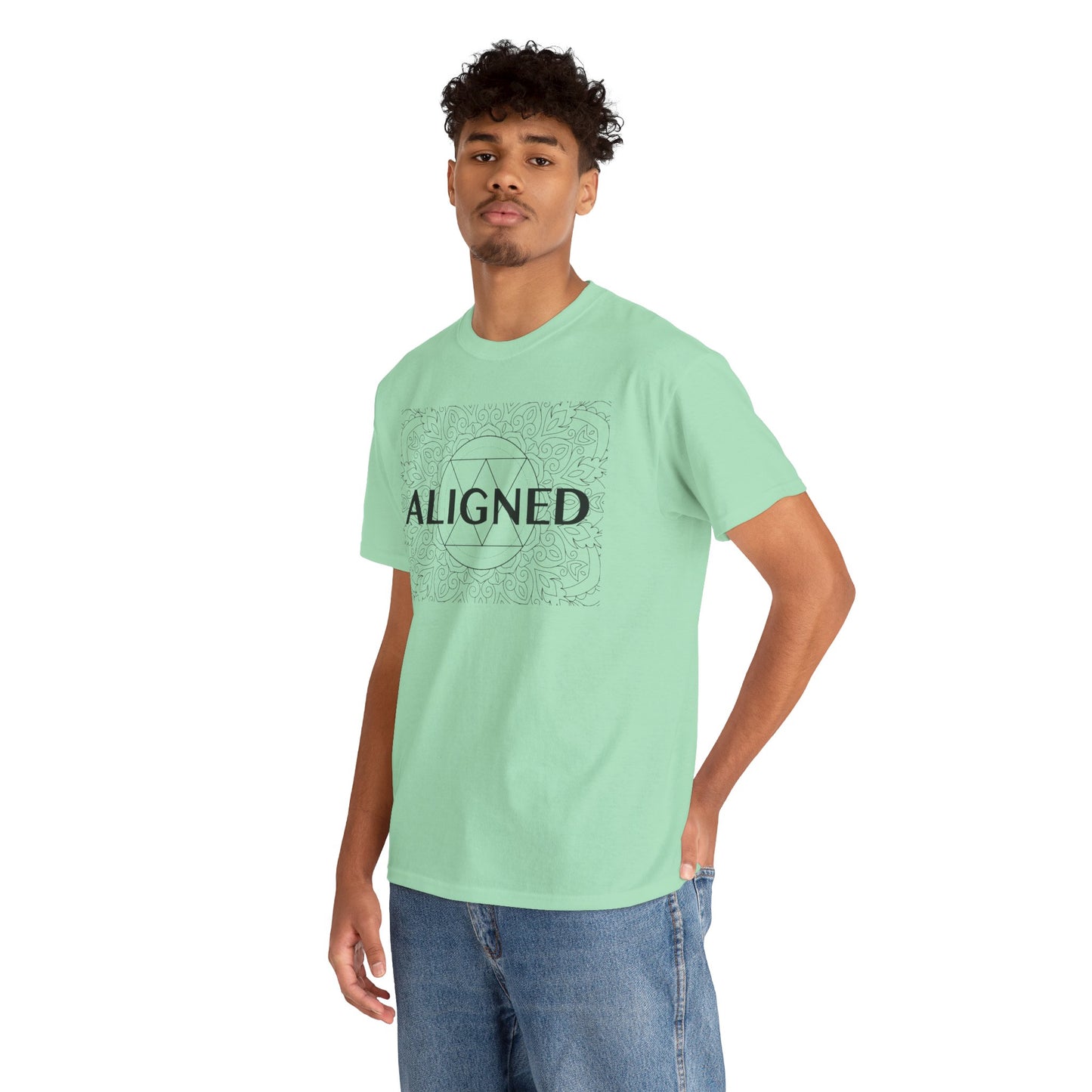 Aligned design Unisex Heavy Cotton Tee - Spiritual Graphic T-Shirt