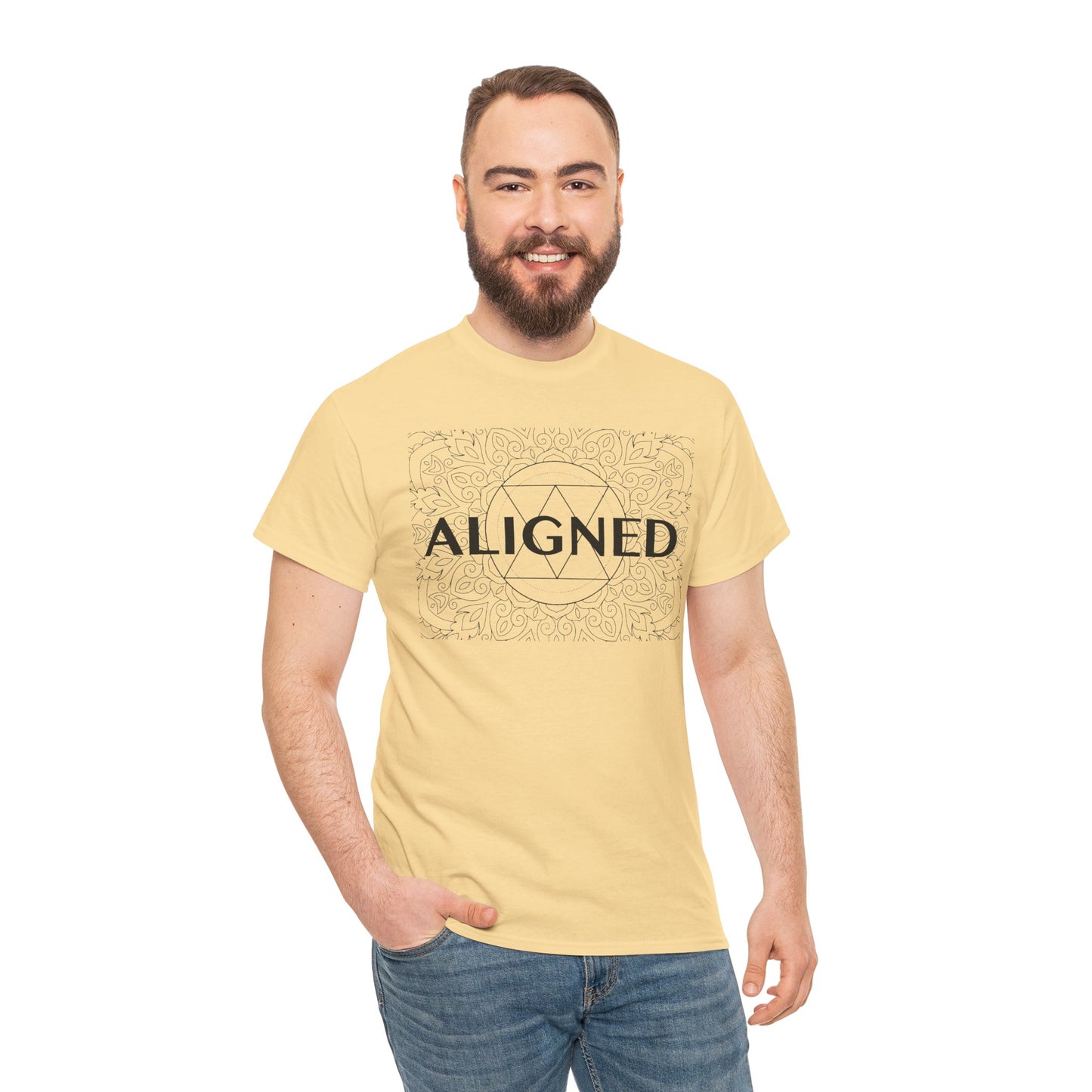 Aligned design Unisex Heavy Cotton Tee - Spiritual Graphic T-Shirt