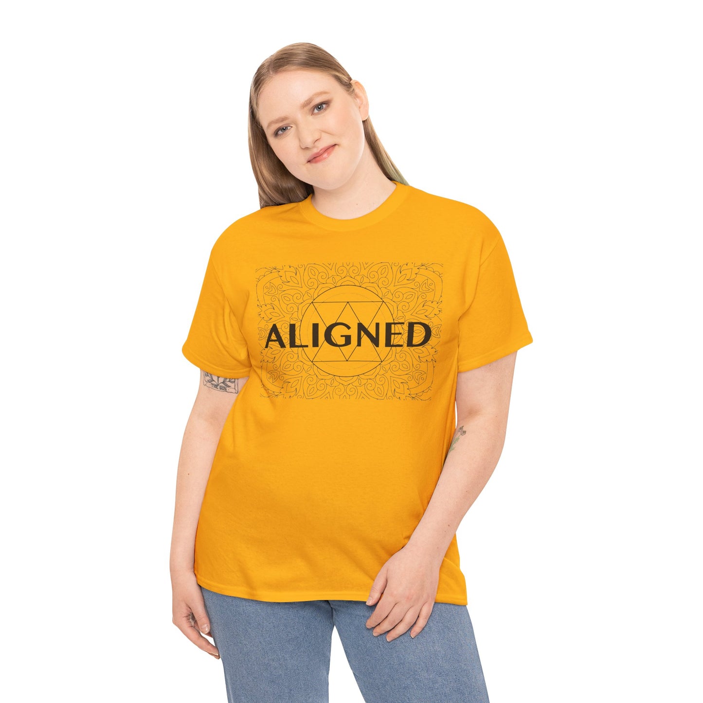 Aligned design Unisex Heavy Cotton Tee - Spiritual Graphic T-Shirt