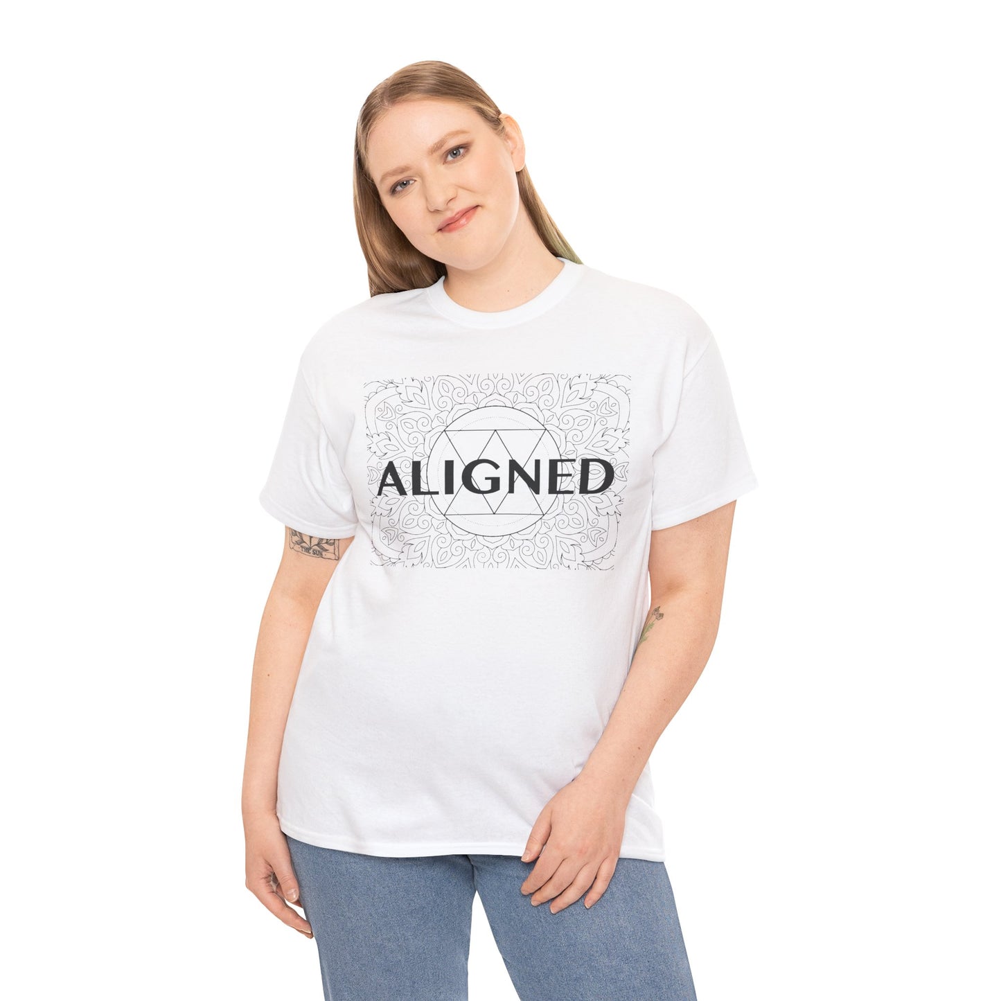 Aligned design Unisex Heavy Cotton Tee - Spiritual Graphic T-Shirt