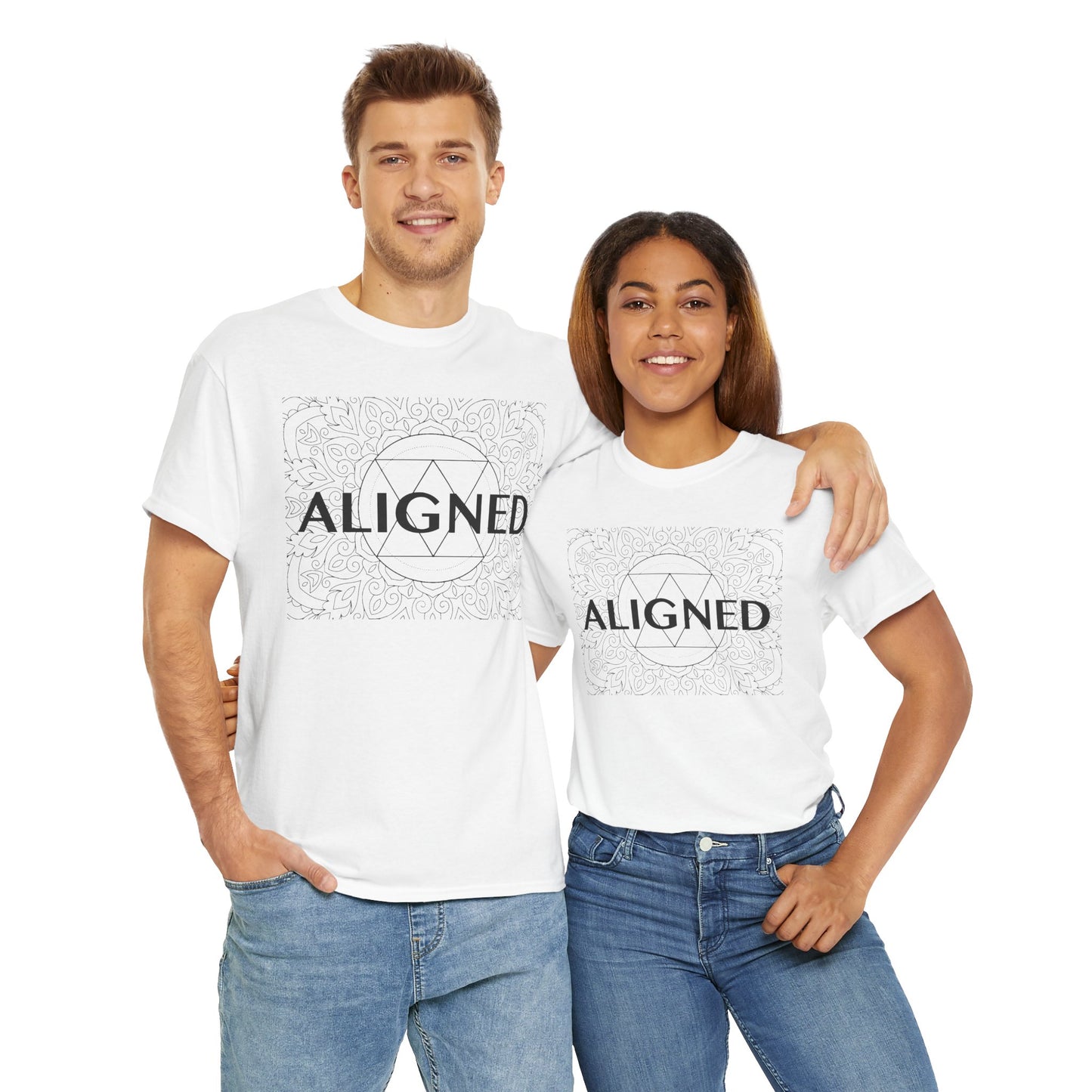 Aligned design Unisex Heavy Cotton Tee - Spiritual Graphic T-Shirt