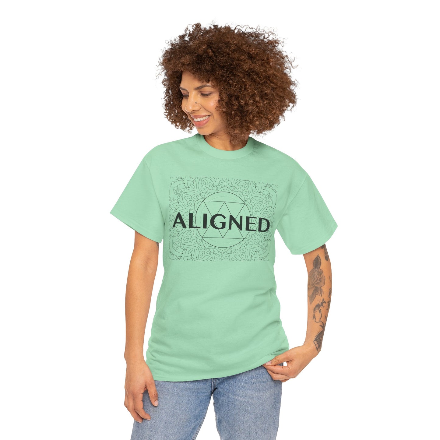 Aligned design Unisex Heavy Cotton Tee - Spiritual Graphic T-Shirt
