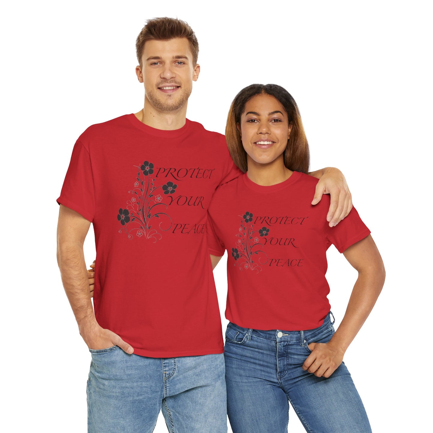 Unisex Floral Tee - "Protect Your Peace" - Unisex Floral Tee - Eco-Friendly Gift, Casual Outfit, Nature Lover Gift, Relaxed Fit