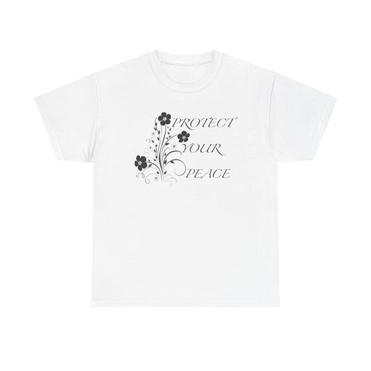 Unisex Floral Tee - "Protect Your Peace" - Unisex Floral Tee - Eco-Friendly Gift, Casual Outfit, Nature Lover Gift, Relaxed Fit